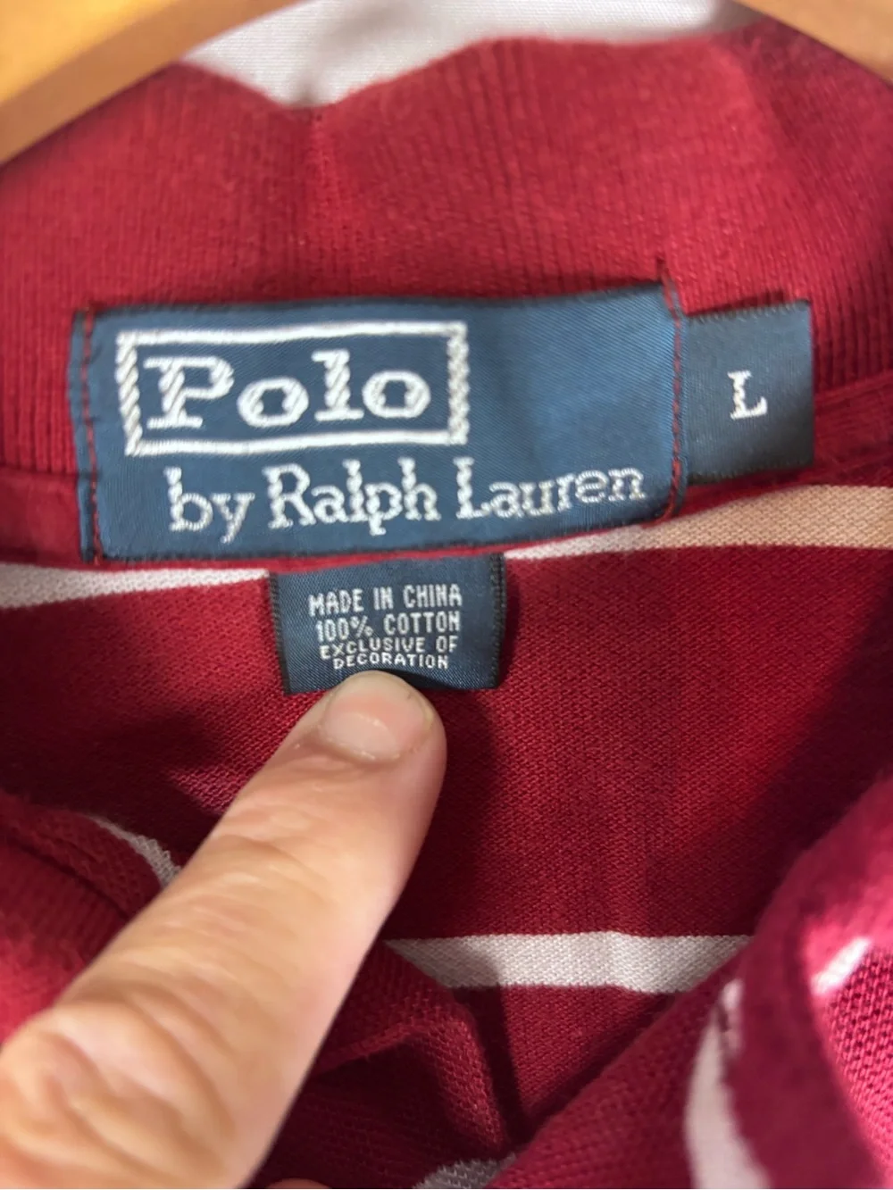 Polo by Ralph Lauren Men's Maroon Striped Polo Shirt